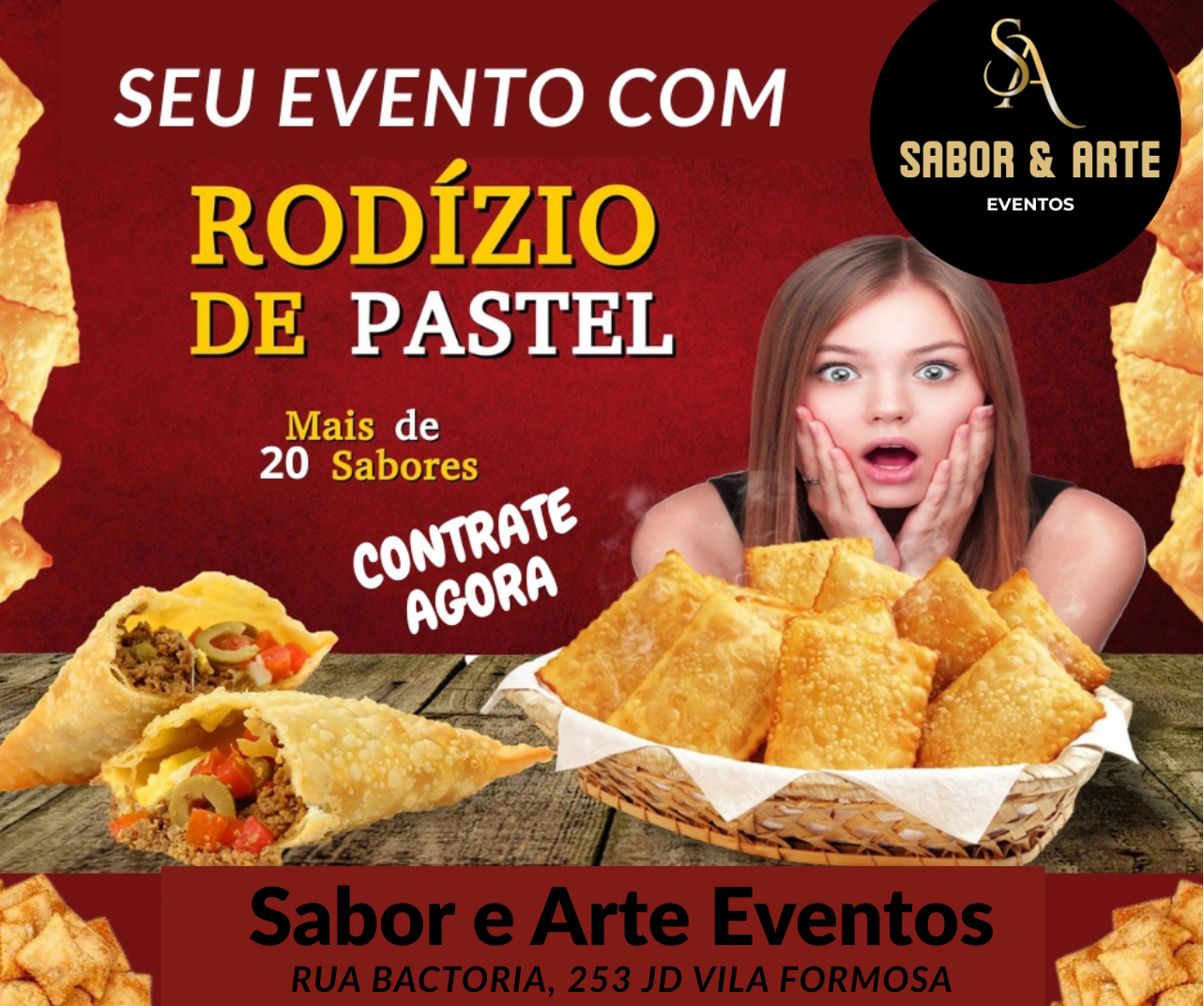 pastel de feira em seu evento